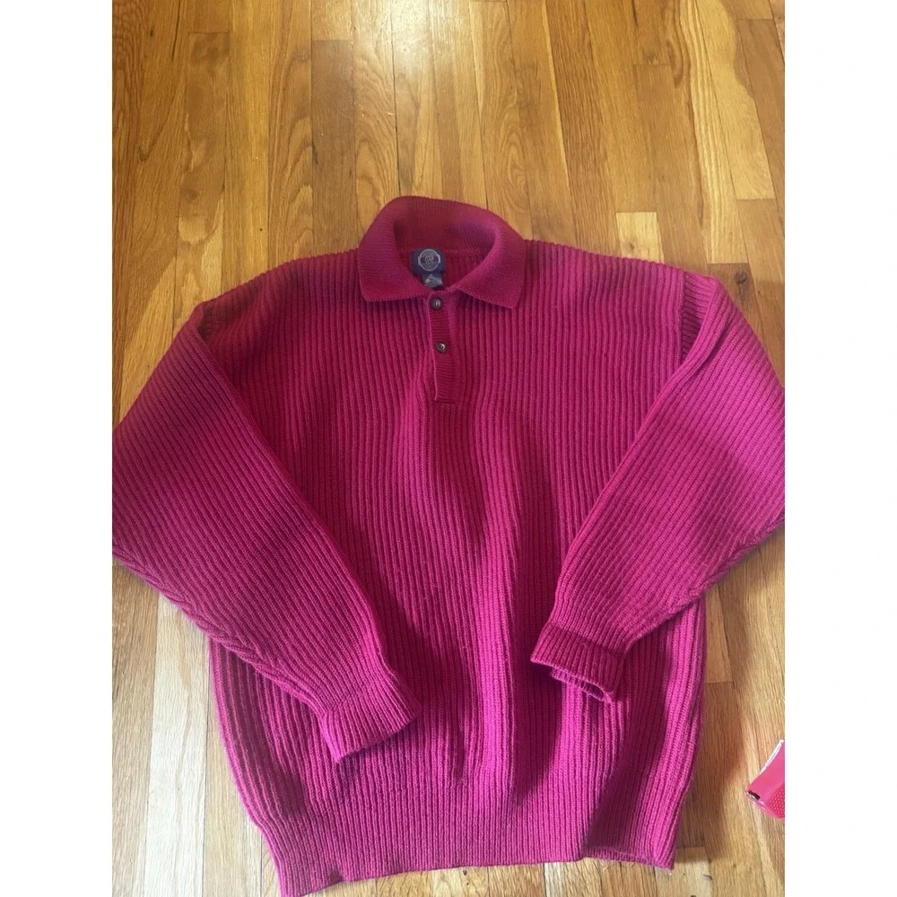Vintage Gap Men's Collared Wool Red Sweater Pullover Buttons XL 80s/90s